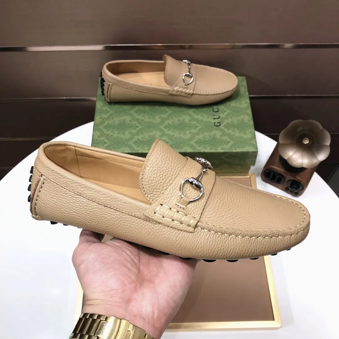 Men's Men's Shoes💰420💰[Gucci GUCCI] (High-end Niuli) New 🍀Gucci*-Gucci Peas Shoes! Made of imported original cowhide, the inner top layer is comfortable cowhide lining! Original wear-resistant rubber outsole! High quality products! Code number 38-44!